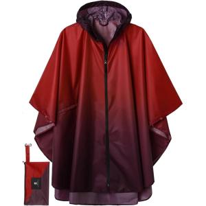 imageSaphiRose Unisex Rain Poncho Raincoat Hooded for Adults Women with PocketsGradient Burgundy