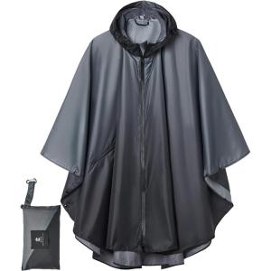 imageSaphiRose Unisex Rain Poncho Raincoat Hooded for Adults Women with PocketsGradient Grey