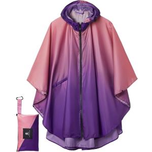 imageSaphiRose Unisex Rain Poncho Raincoat Hooded for Adults Women with PocketsGradient Pinkpurple