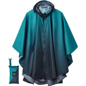 imageSaphiRose Unisex Rain Poncho Raincoat Hooded for Adults Women with PocketsGradient Teal