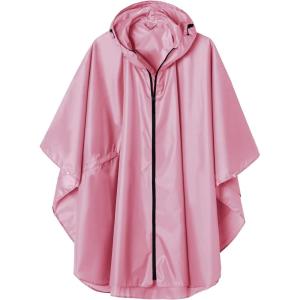 imageSaphiRose Unisex Rain Poncho Raincoat Hooded for Adults Women with PocketsPink