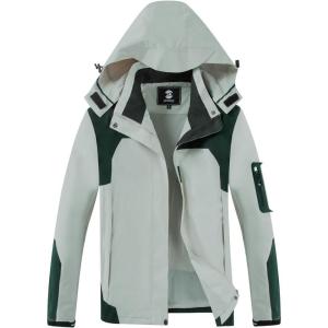 imageSaphiRose Womens Waterproof Rain jacket Lightweight Active Outdoor Raincoat with Removable HoodLight Green