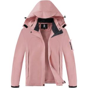 imageSaphiRose Womens Waterproof Rain jacket Lightweight Active Outdoor Raincoat with Removable HoodPink02