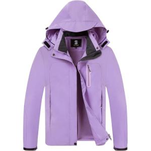 imageSaphiRose Womens Waterproof Rain jacket Lightweight Active Outdoor Raincoat with Removable HoodPure Purple