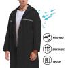 imageMens Long Hooded Safety Rain Jacket Waterproof Emergency Raincoat PonchoBlack