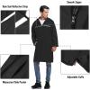 imageMens Long Hooded Safety Rain Jacket Waterproof Emergency Raincoat PonchoBlack