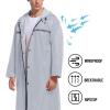 imageMens Long Hooded Safety Rain Jacket Waterproof Emergency Raincoat PonchoGray