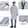imageMens Long Hooded Safety Rain Jacket Waterproof Emergency Raincoat PonchoGray