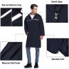 imageMens Long Hooded Safety Rain Jacket Waterproof Emergency Raincoat PonchoNavy