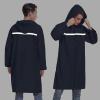 imageMens Long Hooded Safety Rain Jacket Waterproof Emergency Raincoat PonchoNavy