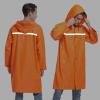 imageMens Long Hooded Safety Rain Jacket Waterproof Emergency Raincoat PonchoOrange