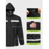 imageMens Rain Suit High Visibility Reflective Work Rain Jacket Pants for All Sport Farm Fishing MotorcycleHivis Black
