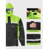 imageMens Rain Suit High Visibility Reflective Work Rain Jacket Pants for All Sport Farm Fishing MotorcycleHivis BlackGreen