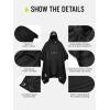 imageSaphiRose Extra Thick Hooded Rain Poncho Double Layer Waterproof Raincoat Jacket for Men Women AdultsBlack
