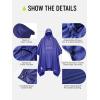imageSaphiRose Extra Thick Hooded Rain Poncho Double Layer Waterproof Raincoat Jacket for Men Women AdultsBlue