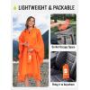 imageSaphiRose Extra Thick Hooded Rain Poncho Double Layer Waterproof Raincoat Jacket for Men Women AdultsOrange