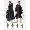 imageSaphiRose Hooded Rain Poncho Waterproof Raincoat Jacket for Men Women AdultsBlack