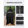 imageSaphiRose Hooded Rain Poncho Waterproof Raincoat Jacket for Men Women AdultsBlack02 With Reflective Stripes