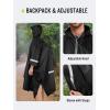 imageSaphiRose Hooded Rain Poncho Waterproof Raincoat Jacket for Men Women AdultsBlack05 With Reflective Stripes