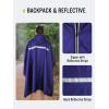 imageSaphiRose Hooded Rain Poncho Waterproof Raincoat Jacket for Men Women AdultsDeep Blue02 With Reflective Stripes