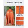 imageSaphiRose Hooded Rain Poncho Waterproof Raincoat Jacket for Men Women AdultsOrange02 With Reflective Stripes
