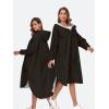 imageSaphiRose Long Sleeve Rain Jacket Extra Length Waterproof Rain Poncho with Hood and Pockets for AdultsBlack