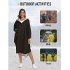 imageSaphiRose Long Sleeve Rain Jacket Extra Length Waterproof Rain Poncho with Hood and Pockets for AdultsBlack