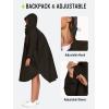 imageSaphiRose Long Sleeve Rain Jacket Extra Length Waterproof Rain Poncho with Hood and Pockets for AdultsBlack
