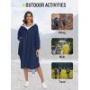 imageSaphiRose Long Sleeve Rain Jacket Extra Length Waterproof Rain Poncho with Hood and Pockets for AdultsNavy