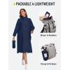 imageSaphiRose Long Sleeve Rain Jacket Extra Length Waterproof Rain Poncho with Hood and Pockets for AdultsNavy