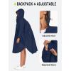 imageSaphiRose Long Sleeve Rain Jacket Extra Length Waterproof Rain Poncho with Hood and Pockets for AdultsNavy