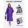 imageSaphiRose Long Sleeve Rain Jacket Extra Length Waterproof Rain Poncho with Hood and Pockets for AdultsPurple