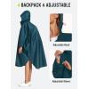 imageSaphiRose Long Sleeve Rain Jacket Extra Length Waterproof Rain Poncho with Hood and Pockets for AdultsTeal
