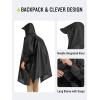 imageSaphiRose Long Sleeves Rain Poncho Waterproof Unisex Raincoat Jacket for Adults Men WomenBlack Long Sleeves