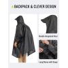 imageSaphiRose Long Sleeves Rain Poncho Waterproof Unisex Raincoat Jacket for Adults Men WomenGrey Long Sleeves