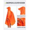imageSaphiRose Long Sleeves Rain Poncho Waterproof Unisex Raincoat Jacket for Adults Men WomenOrange Long Sleeves