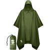 imageSaphiRose Hooded Rain Poncho Waterproof Raincoat Jacket for Men Women AdultsArmy Green