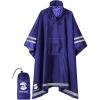 imageSaphiRose Hooded Rain Poncho Waterproof Raincoat Jacket for Men Women AdultsDeep Blue03 With Reflective Stripes