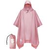 imageSaphiRose Hooded Rain Poncho Waterproof Raincoat Jacket for Men Women AdultsPink