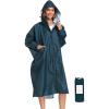 imageSaphiRose Long Sleeve Rain Jacket Extra Length Waterproof Rain Poncho with Hood and Pockets for AdultsTeal