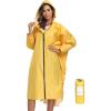 imageSaphiRose Long Sleeve Rain Jacket Extra Length Waterproof Rain Poncho with Hood and Pockets for AdultsYellow