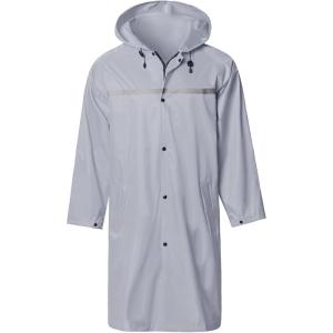 imageMens Long Hooded Safety Rain Jacket Waterproof Emergency Raincoat PonchoGray