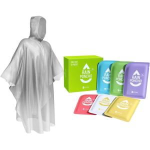 imageSaphiRose Disposable Rain Ponchos Emergency Clear PonchoAdults Clear 6 Packs Coloured Packing 