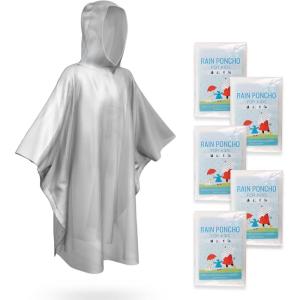 imageSaphiRose Disposable Rain Ponchos Emergency Clear PonchoKids Clear 5 Packs