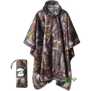 imageSaphiRose Extra Thick Hooded Rain Poncho Double Layer Waterproof Raincoat Jacket for Men Women AdultsCamouflage