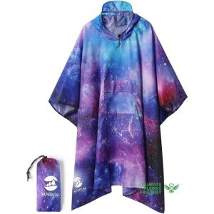imageSaphiRose Extra Thick Hooded Rain Poncho Double Layer Waterproof Raincoat Jacket for Men Women AdultsUniverse