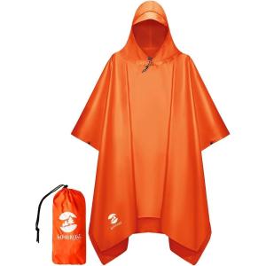 imageSaphiRose Hooded Rain Poncho Waterproof Raincoat Jacket for Men Women AdultsOrange