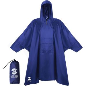 imageSaphiRose Long Sleeves Rain Poncho Waterproof Unisex Raincoat Jacket for Adults Men WomenBlue Long Sleeves