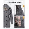 imageSaphiRose Womens Long Hooded Rain Jacket Outdoor Raincoat WindbreakerDark Grey