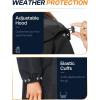 imageSaphiRose Womens Long Rain Jacket Waterproof Lightweight Hooded Raincoat Packable Knee Length Rain coatBlack
